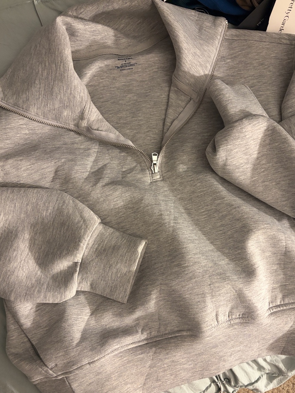 Light Gray Quarter-Zip Pullover Sweatshirt